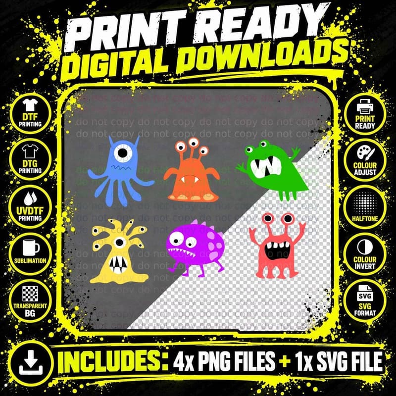 The Not-So-Scary Monsters T-Shirt Png SVG Digital Bundle