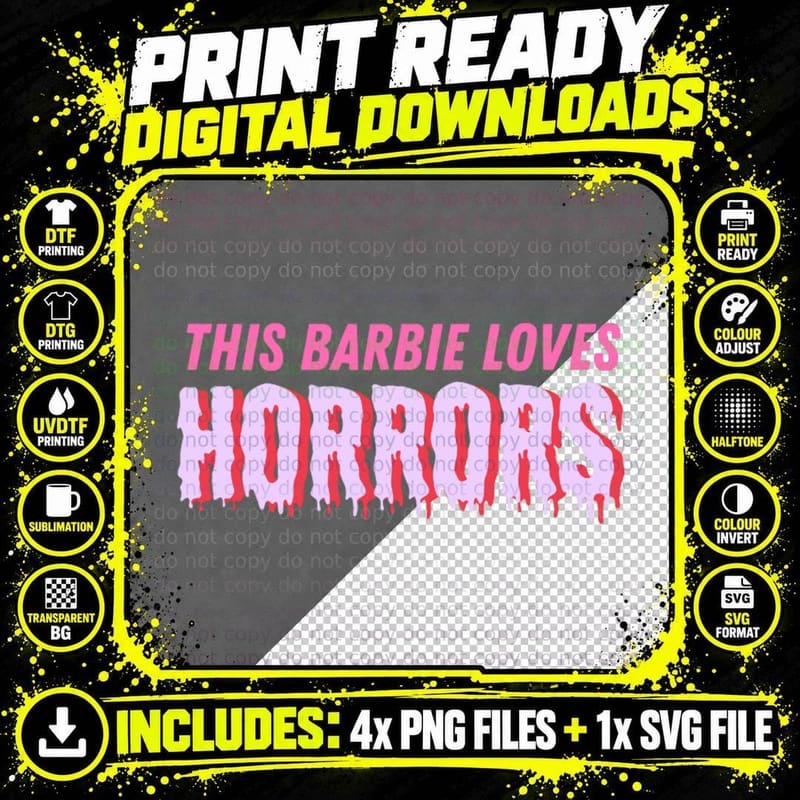This Barbie Loves Horrors T-Shirt Png SVG Digital Bundle