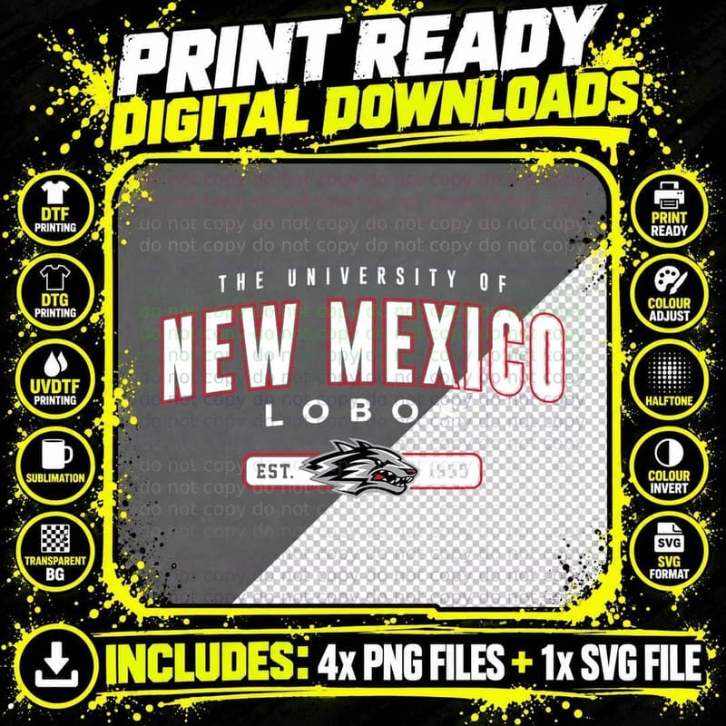 UNM-MERCH-9 University OF NEW Mexico T-Shirt Png SVG Digital Bundle