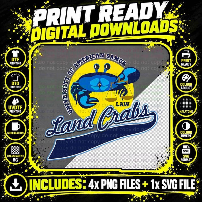 University of American Samoa Land Crabs T-Shirt Png SVG Digital Bundle