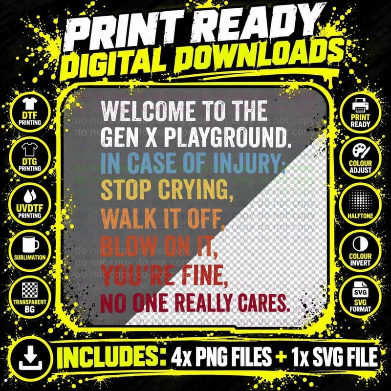 Welcome to the Gen X Playground Generation X 1980 Png SVG Digital Bundle