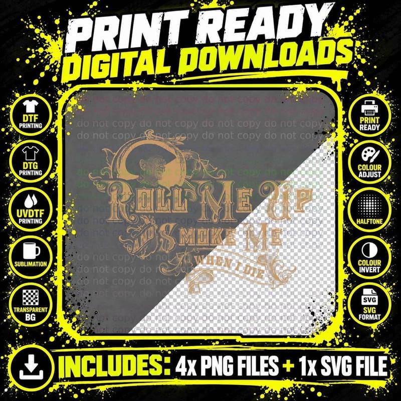 Willie Nelson - Roll Me up and Smoke Me T-Shirt Png SVG Digital Bundle
