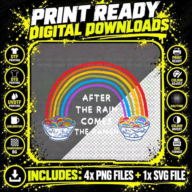 AFTER THE RAIN COMES THE RAMEN T-Shirt Png SVG Digital Bundle
