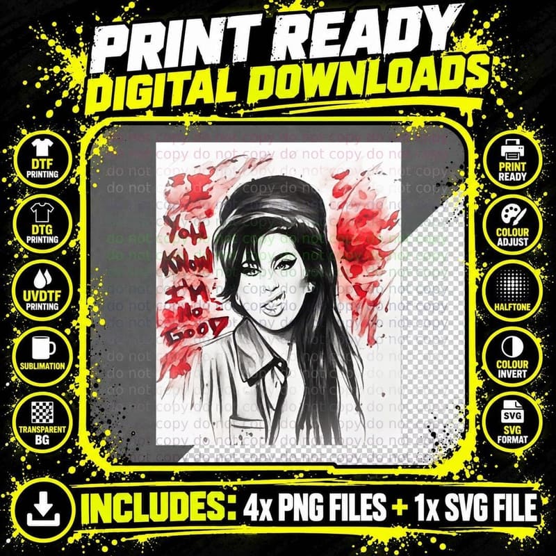 Amy Winehouse You Know I'm No Good T-Shirt Png SVG Digital Bundle