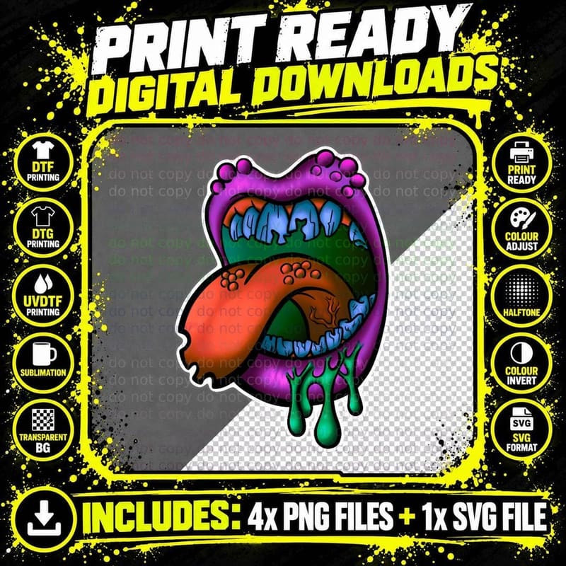 Big Mouth Version 2 T-Shirt Png SVG Digital Bundle