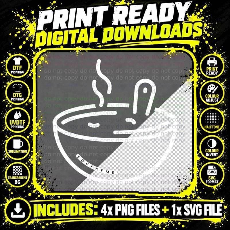 Black Soupreme Soup T-Shirt Png SVG Digital Bundle