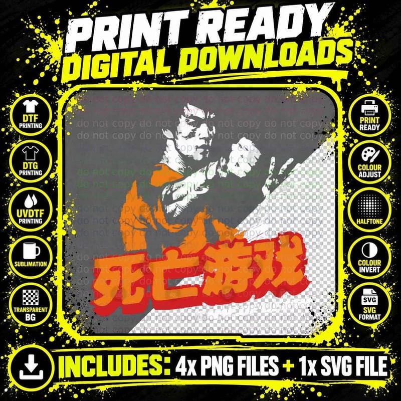 Bruce Lee Game of Death T-Shirt Png SVG Digital Bundle