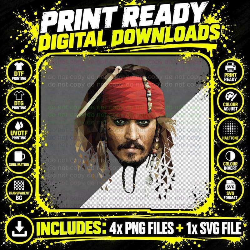 Captain Jack Sparrow T-Shirt Png SVG Digital Bundle