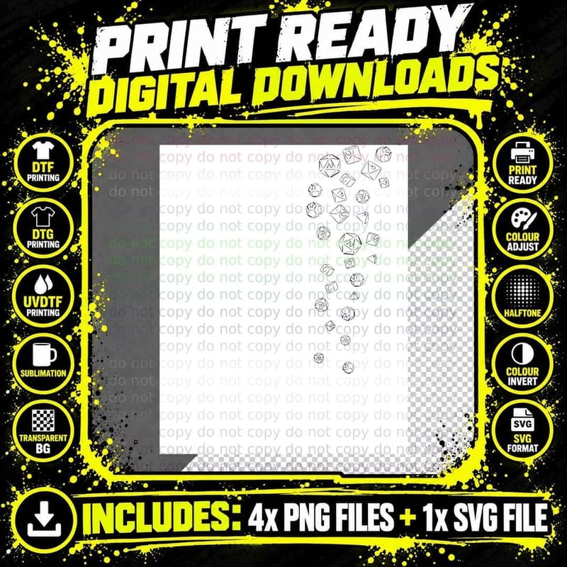 Cascading Dice Graphic T-Shirt Png SVG Digital Bundle