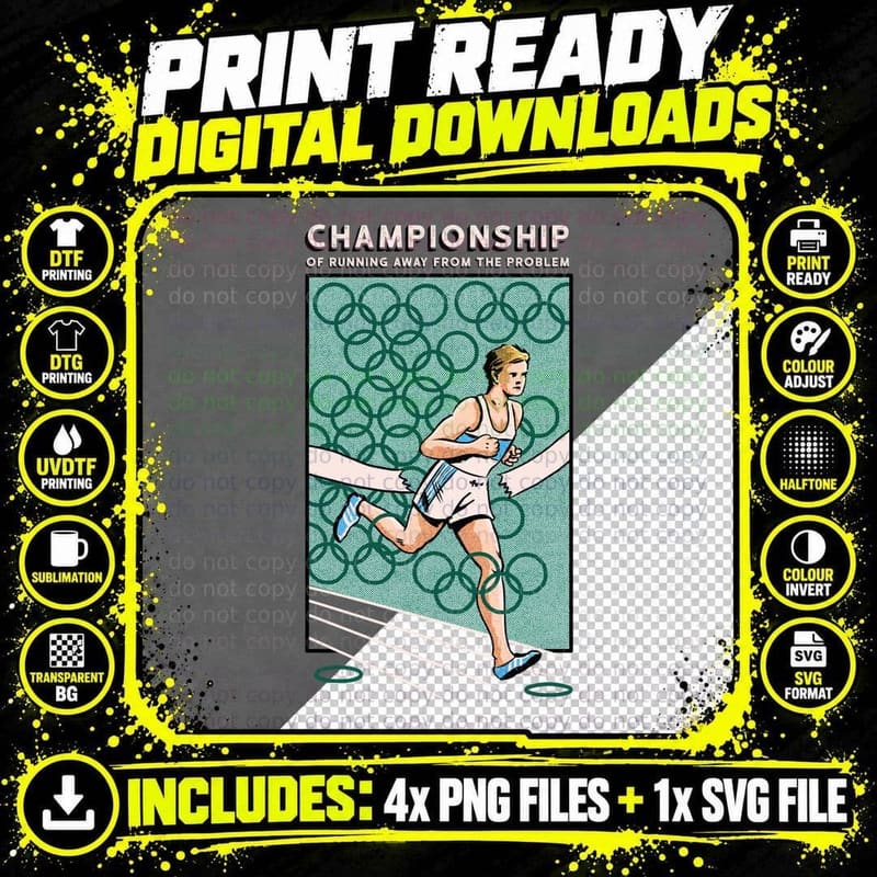 Championship of Running Away from the Problem T-Shirt Png SVG Digital Bundle