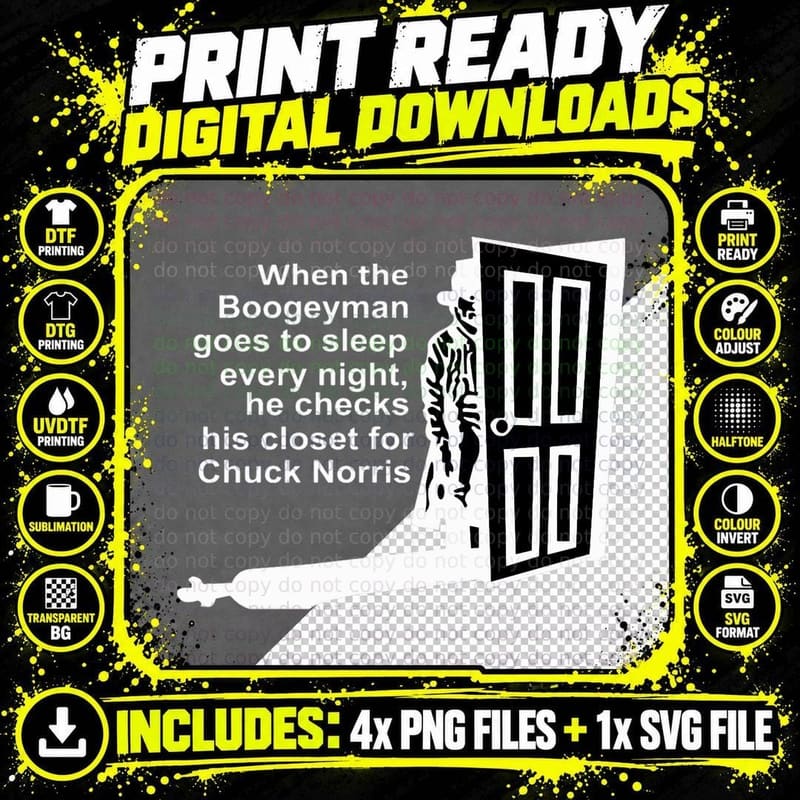 Chuck Norris Facts Essential T-Shirt Png SVG Digital Bundle