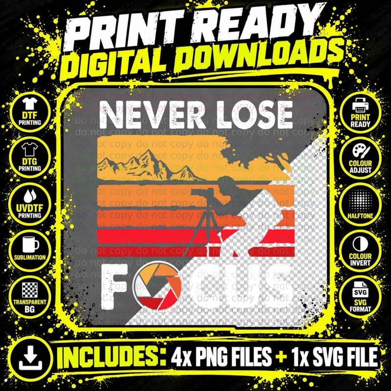 Cool Photography Art for Men Women Photographer Camera Png SVG Digital Bundle