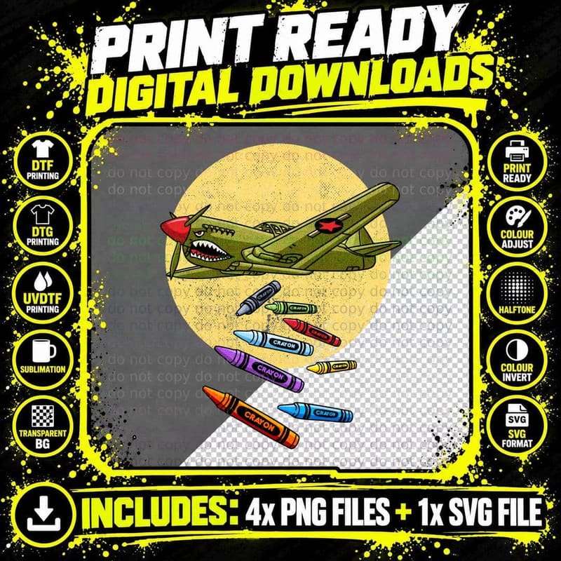 Crayon Not Bomb T-Shirt Png SVG Digital Bundle