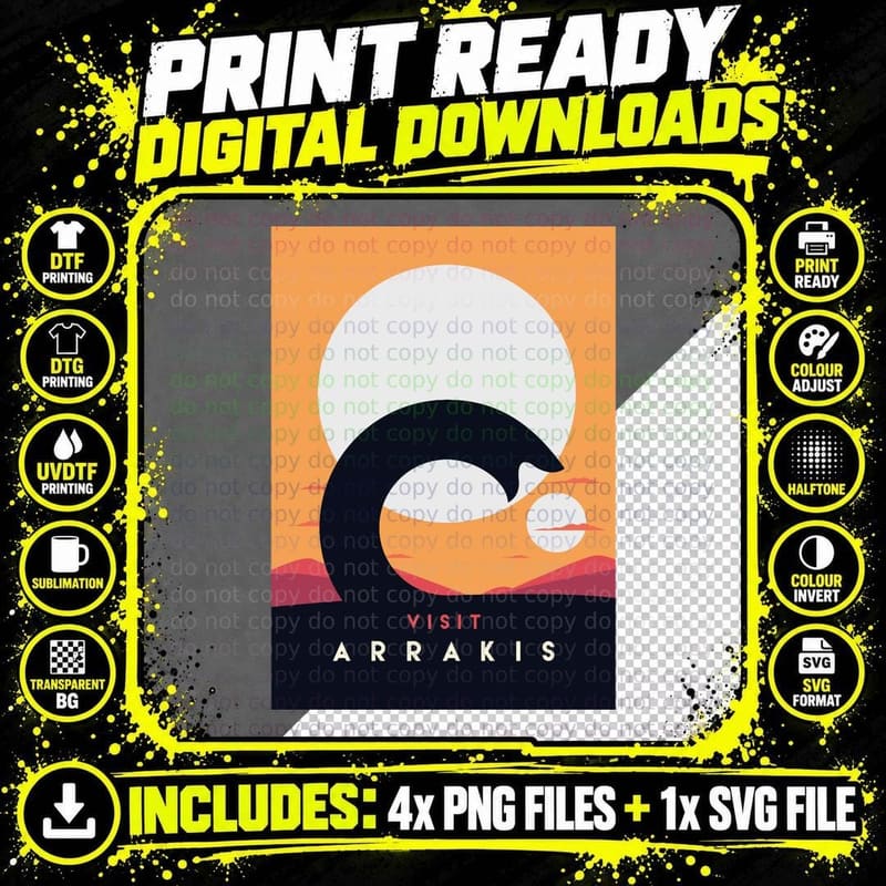 Dune 2020 Visit Arrakis Sandworm T-Shirt Png SVG Digital Bundle