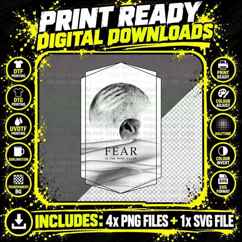 Dune Moons, Fear Is the Mind Killer T-Shirt Png SVG Digital Bundle