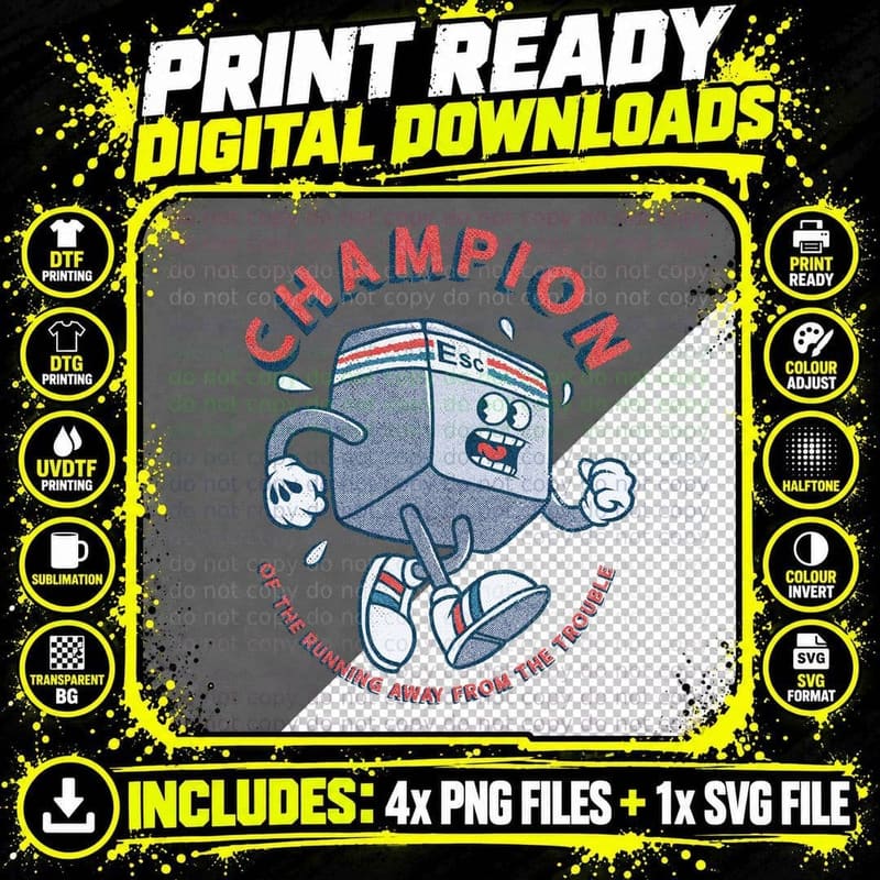 Esc the Champion T-Shirt Png SVG Digital Bundle