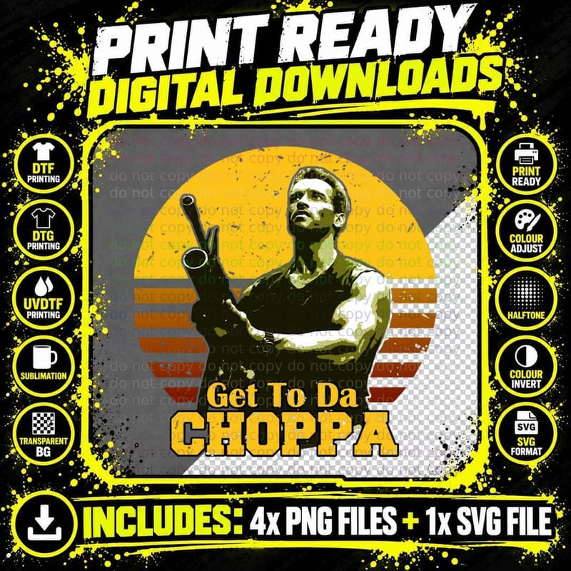 Get to Da Choppa Essential T-Shirt Png SVG Digital Bundle