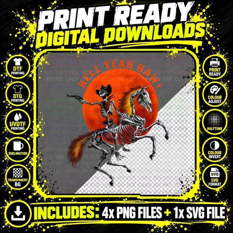 Hell Yeah Haw! T-Shirt Png SVG Digital Bundle