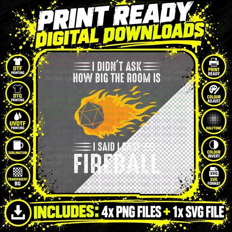 I Cast Fireball Wizard Sorcerer DM Gift TTRPG T-Shirt Png SVG Digital Bundle
