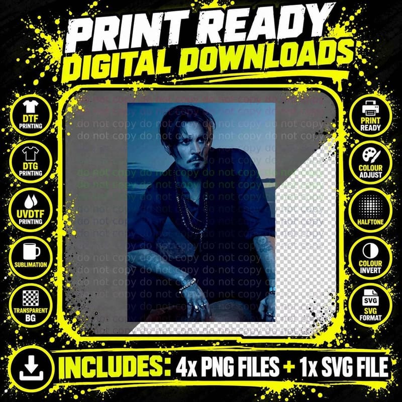 Johnny Depp Cool Wallpaper T-Shirt Png SVG Digital Bundle
