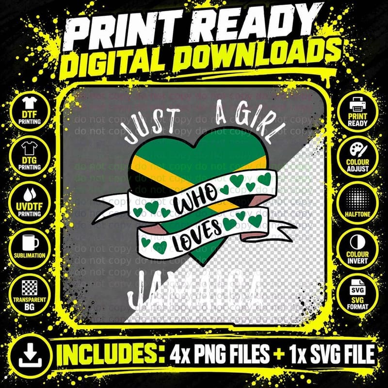 Just a Girl Who Loves Jamaica T-Shirt Png SVG Digital Bundle