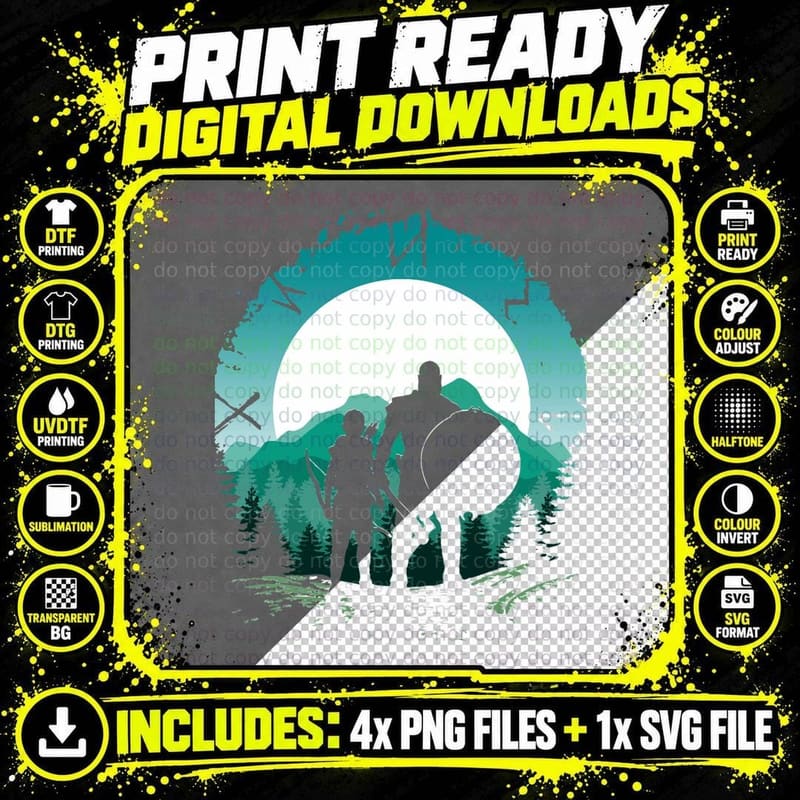 Kratos and Son T-Shirt Png SVG Digital Bundle
