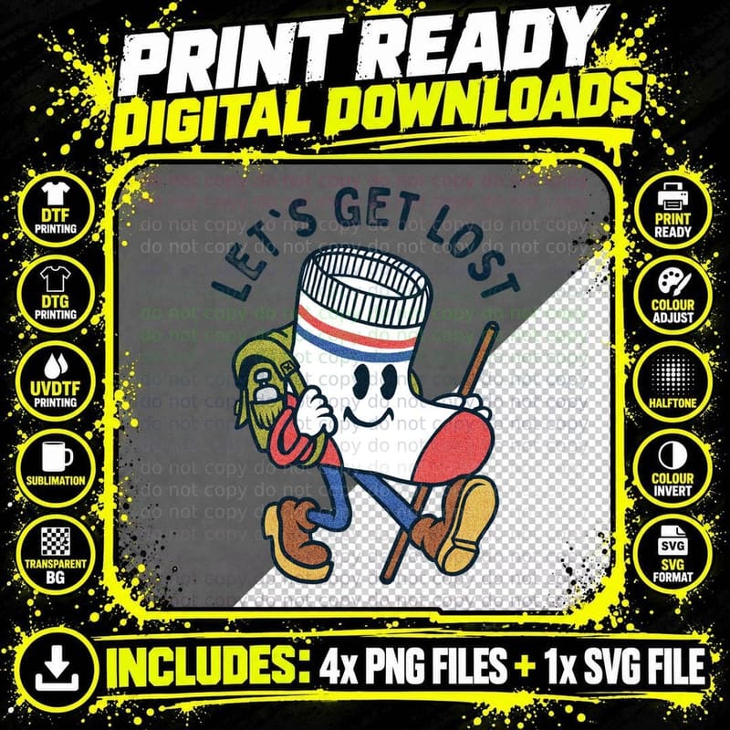 Let's Get Lost T-Shirt Png SVG Digital Bundle