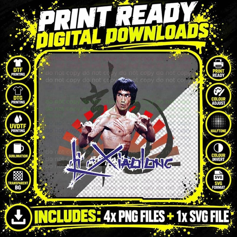 Li Xiaolong - Bruce Lee T-Shirt Png SVG Digital Bundle