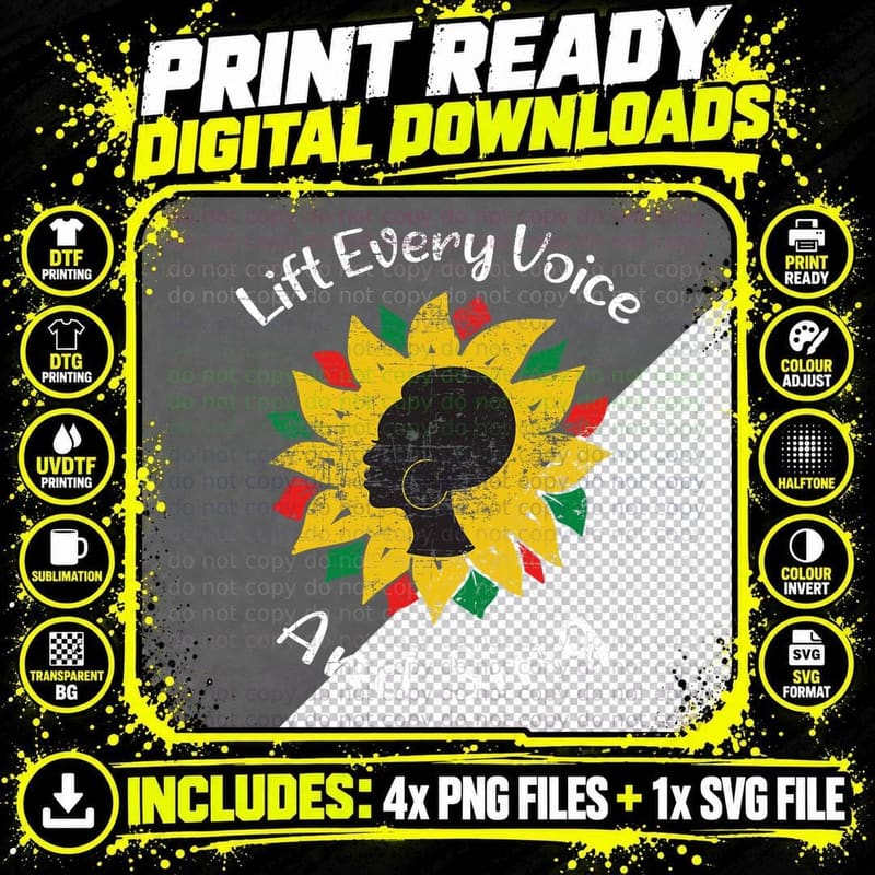 Lift Every Voice and Sing Black National Anthem History Png SVG Digital Bundle