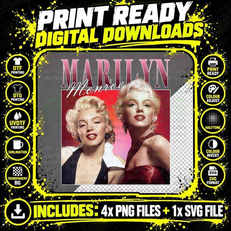 Marilyn Monroe Tribute, Exclusive Fashion T-Shirt Png SVG Digital Bundle