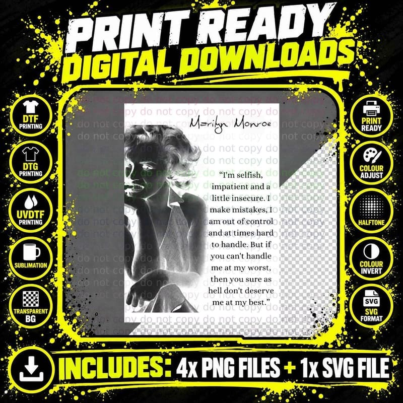 Marilyn Monroe at Her Best 1 T-Shirt Png SVG Digital Bundle