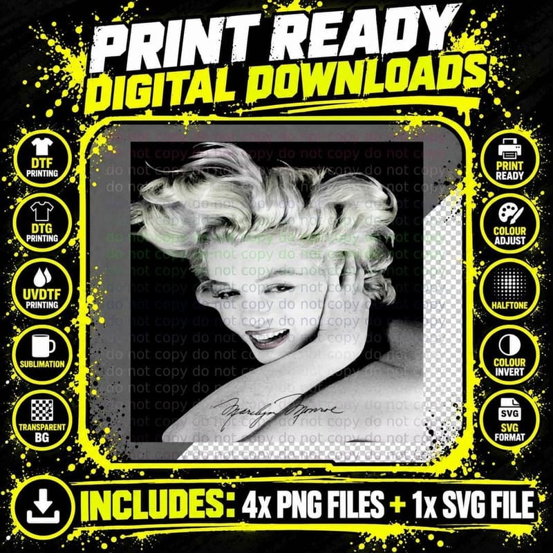 Marilyn Monroe' the First American Goddess T-Shirt Png SVG Digital Bundle