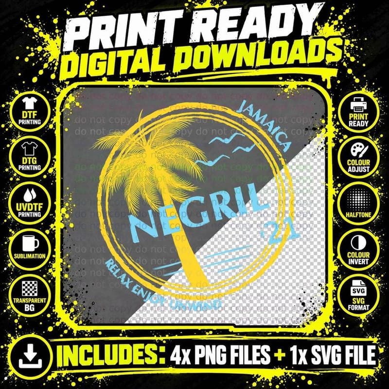 Negril Jamaica Souvenir for Spring Break 2021 T-Shirt Png SVG Digital Bundle