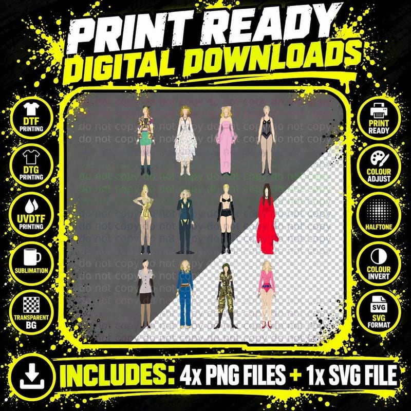 Outfits of Madonna T-Shirt Png SVG Digital Bundle