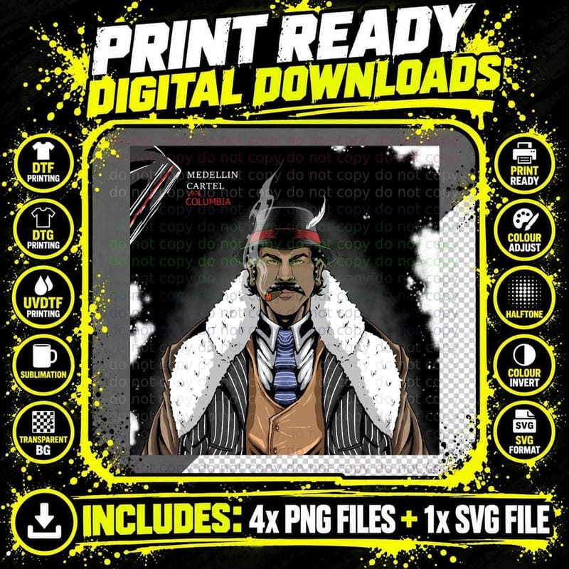 Pablo Escobar Medellín Cartel T-Shirt Png SVG Digital Bundle