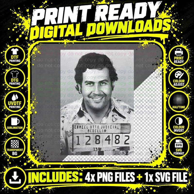 Pablo Escobar Mugshot Tt T-Shirt Png SVG Digital Bundle