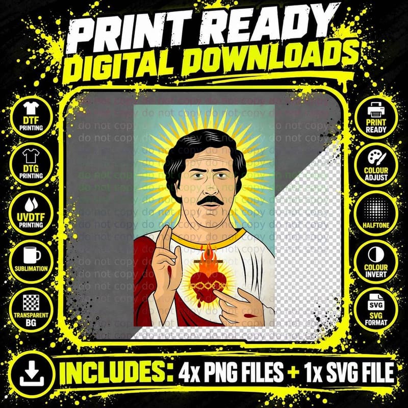 Pablo Escobar Sagrado Corazon T-Shirt Png SVG Digital Bundle