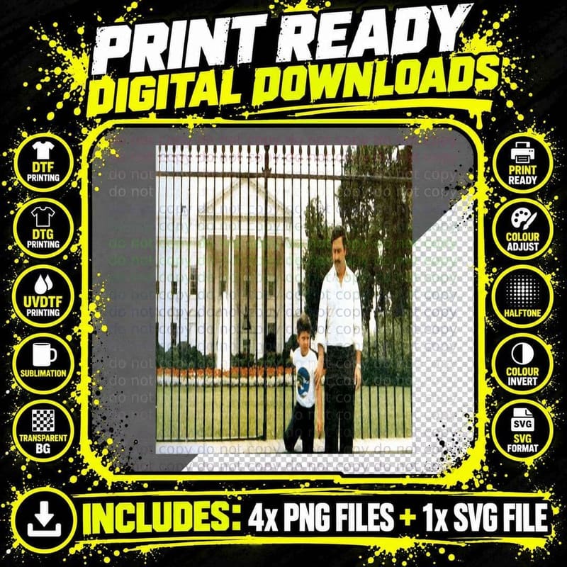 Pablo Escobar in Front of White House Png SVG Digital Bundle