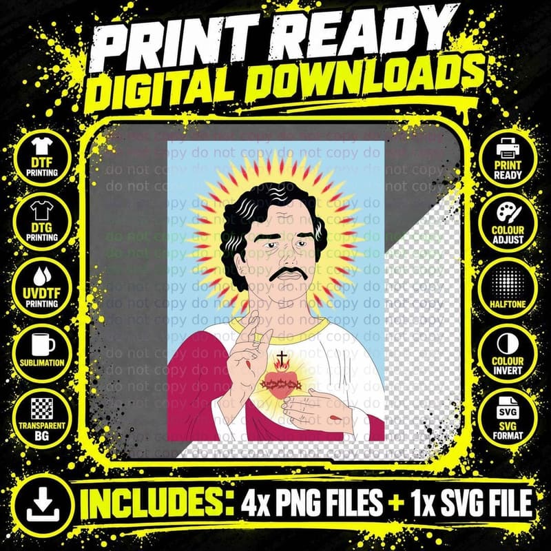 Pablo Escobar the Holy, Narcos T-Shirt Png SVG Digital Bundle