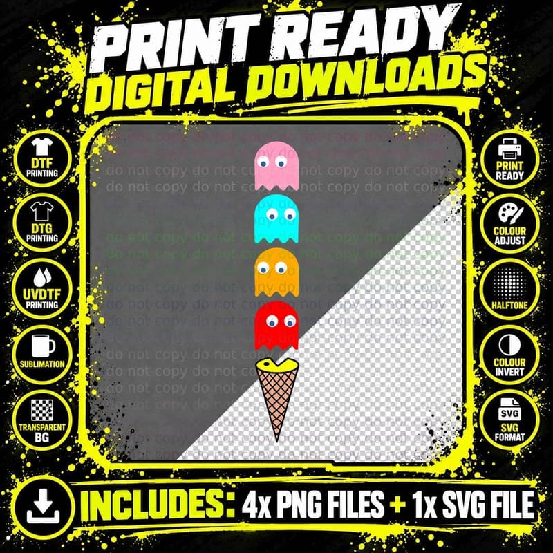 Pac-Ice Cream T-Shirt Png SVG Digital Bundle
