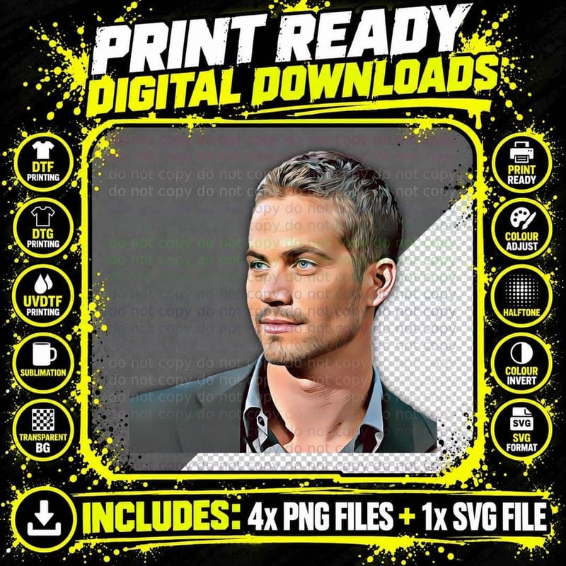 Paul Walker Premium Scoop 1 T-Shirt Png SVG Digital Bundle