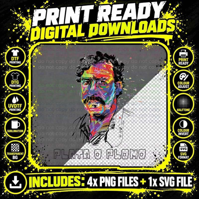 Plata O Plomo - Pablo Escobar T-Shirt Png SVG Digital Bundle