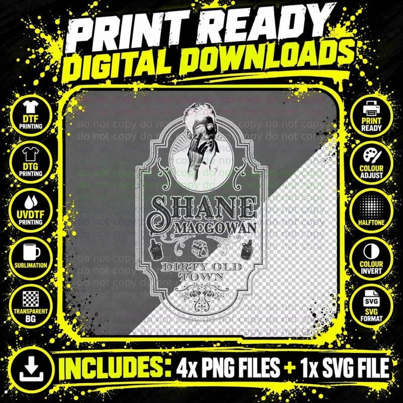 Shane Macgowan Dirty Old Town Tribute T-Shirt Png SVG Digital Bundle