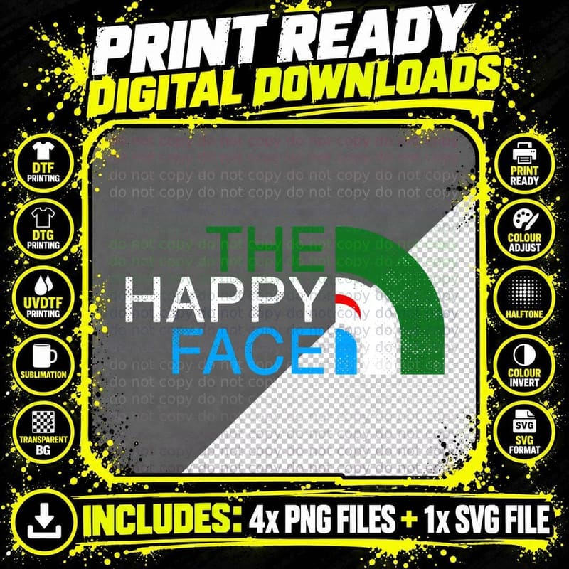 THE HAPPY FACE T-Shirt Png SVG Digital Bundle