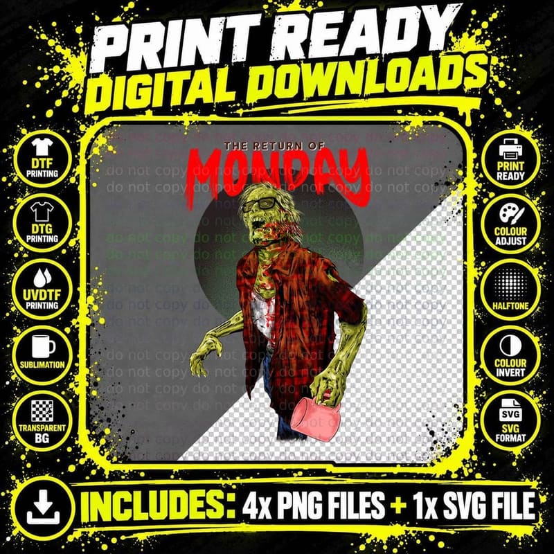 THE Return OF Monday T-Shirt Png SVG Digital Bundle