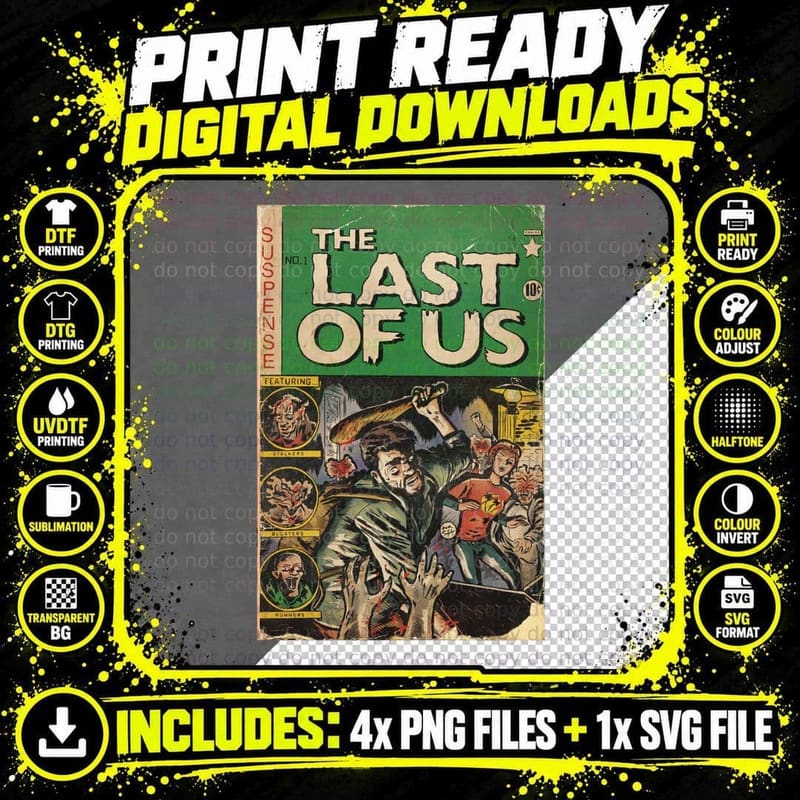 The Last of Us Comic Cover Fan Art T-Shirt Png SVG Digital Bundle