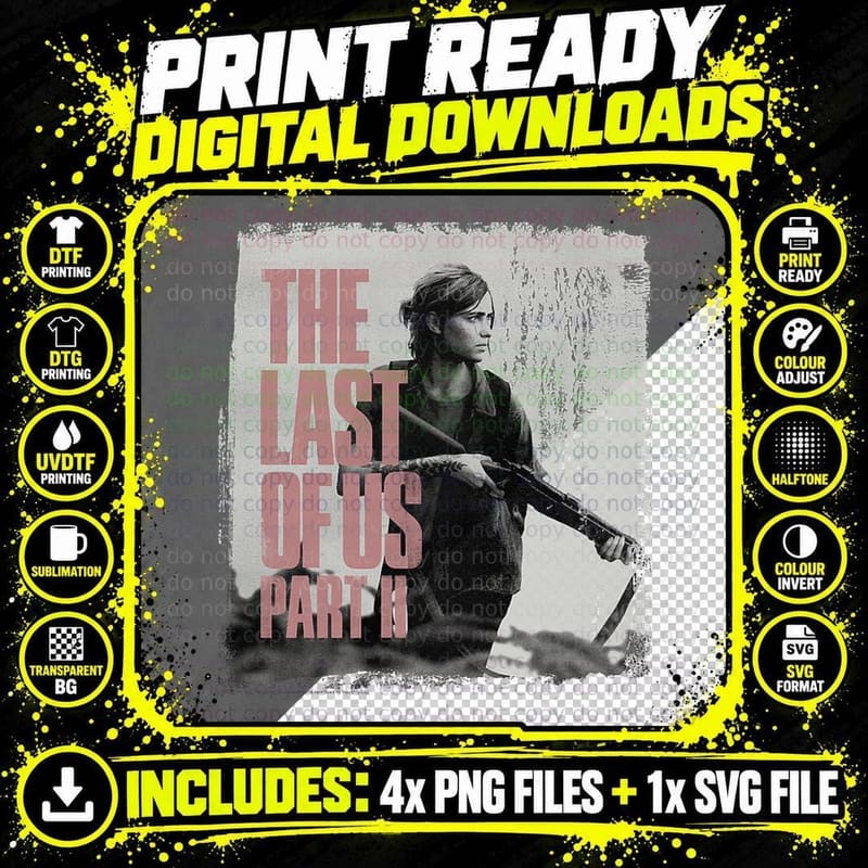 The Last of Us Ellie & Rifle Crewneck - Black, Fit Png SVG Digital Bundle