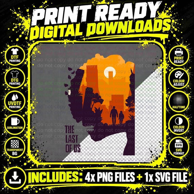 The Last of Us Part 1 Ellie and Joel Clicker Face T-Shirt Png SVG Digital Bundle