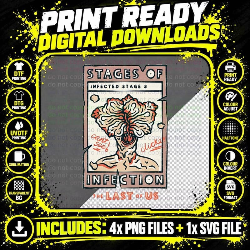 The Last of Us Stages of Infection Clicker 1 T-Shirt Png SVG Digital Bundle