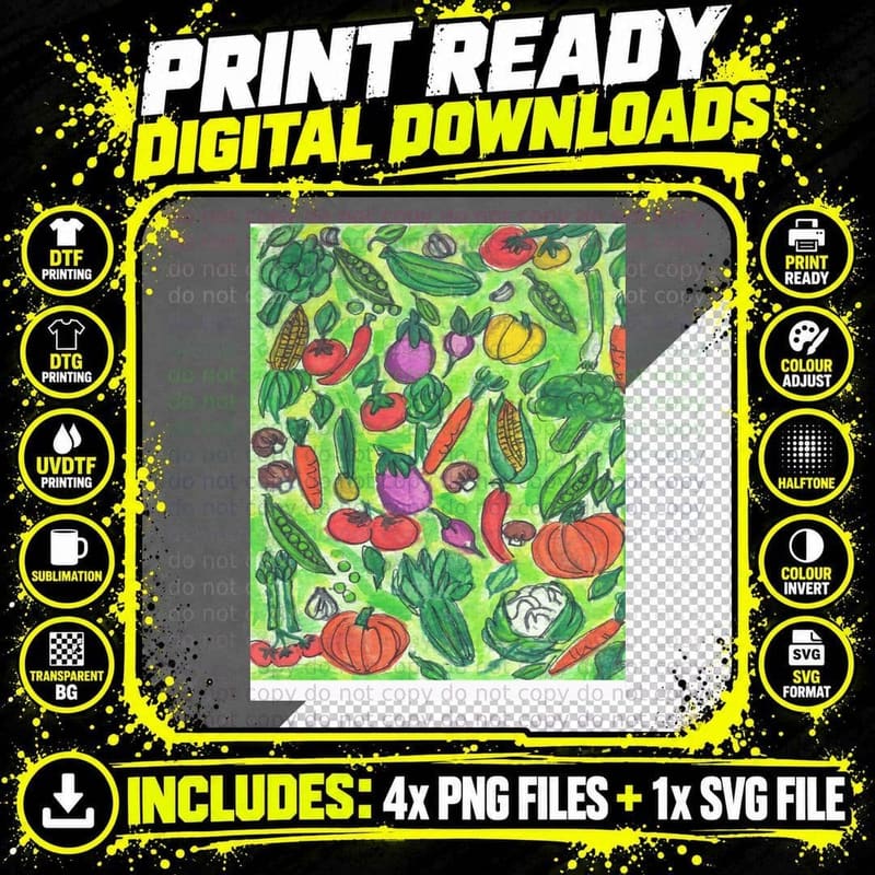 Vegetable Paradise Scoop T-Shirt Png SVG Digital Bundle